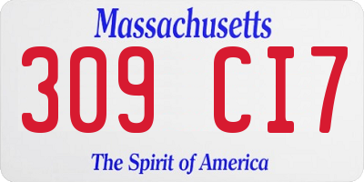 MA license plate 309CI7