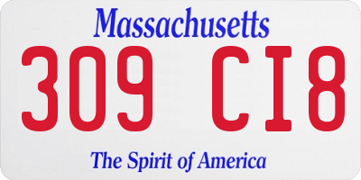 MA license plate 309CI8