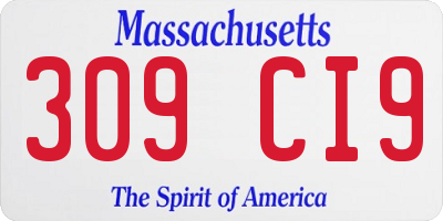 MA license plate 309CI9
