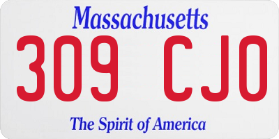 MA license plate 309CJ0