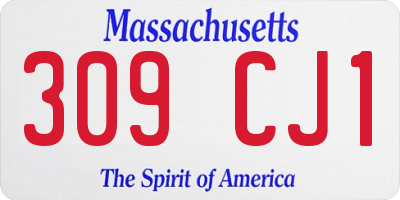MA license plate 309CJ1