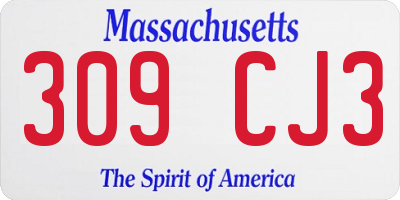 MA license plate 309CJ3