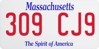 MA license plate 309CJ9