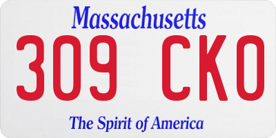MA license plate 309CK0