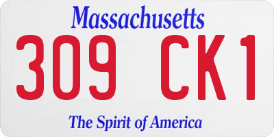 MA license plate 309CK1
