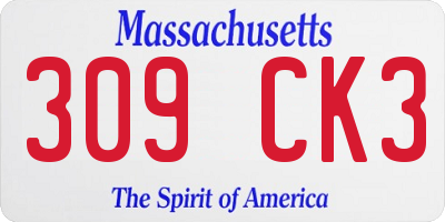 MA license plate 309CK3