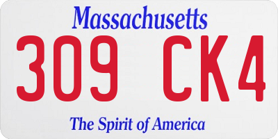 MA license plate 309CK4