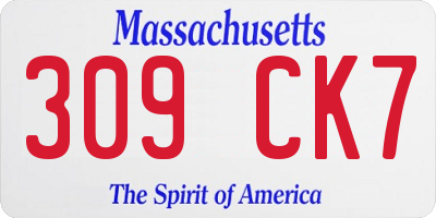 MA license plate 309CK7