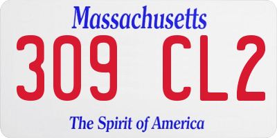 MA license plate 309CL2