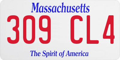 MA license plate 309CL4