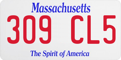 MA license plate 309CL5