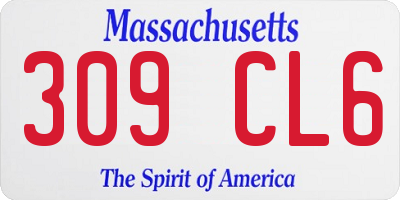 MA license plate 309CL6