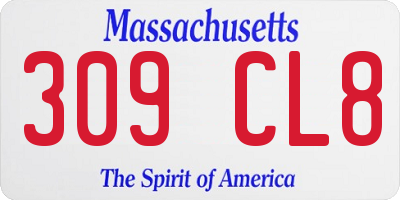 MA license plate 309CL8
