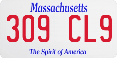 MA license plate 309CL9