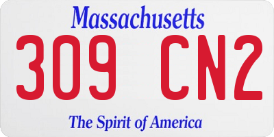 MA license plate 309CN2