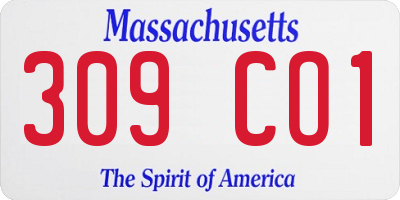 MA license plate 309CO1