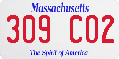 MA license plate 309CO2