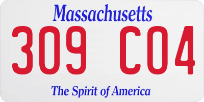MA license plate 309CO4