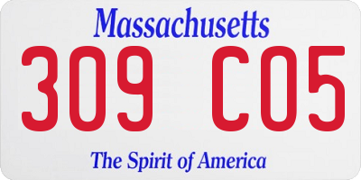 MA license plate 309CO5