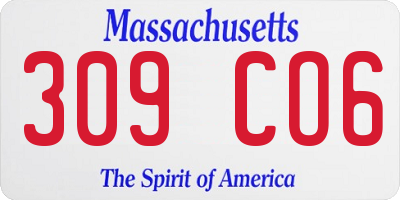 MA license plate 309CO6