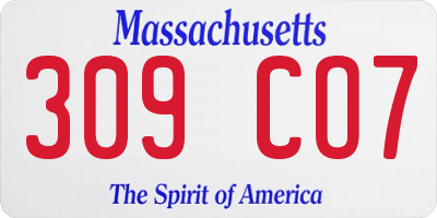 MA license plate 309CO7