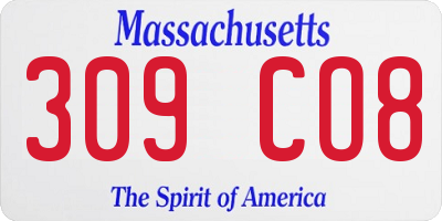 MA license plate 309CO8