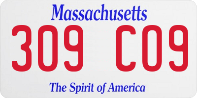 MA license plate 309CO9