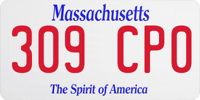 MA license plate 309CP0