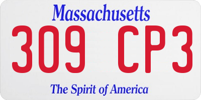 MA license plate 309CP3