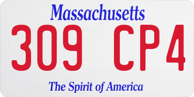 MA license plate 309CP4