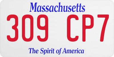 MA license plate 309CP7