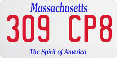 MA license plate 309CP8