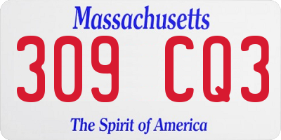MA license plate 309CQ3