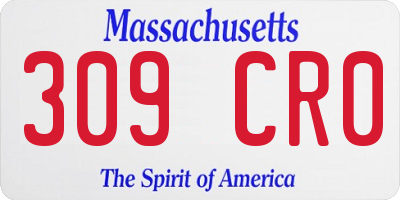 MA license plate 309CR0