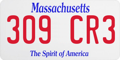 MA license plate 309CR3