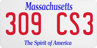 MA license plate 309CS3