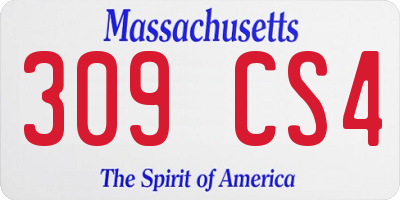 MA license plate 309CS4