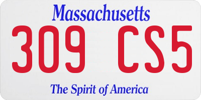 MA license plate 309CS5