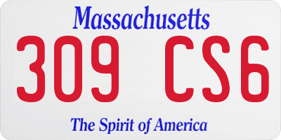 MA license plate 309CS6