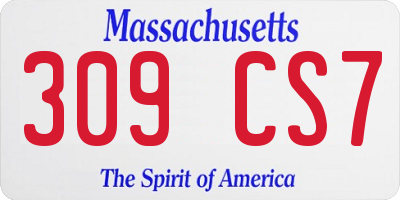 MA license plate 309CS7