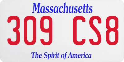 MA license plate 309CS8