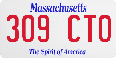 MA license plate 309CT0
