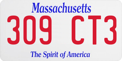 MA license plate 309CT3