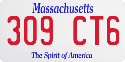 MA license plate 309CT6