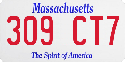MA license plate 309CT7