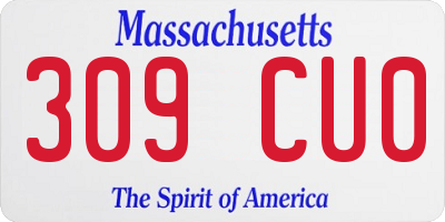 MA license plate 309CU0