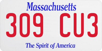 MA license plate 309CU3
