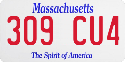 MA license plate 309CU4