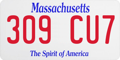 MA license plate 309CU7