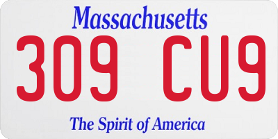 MA license plate 309CU9